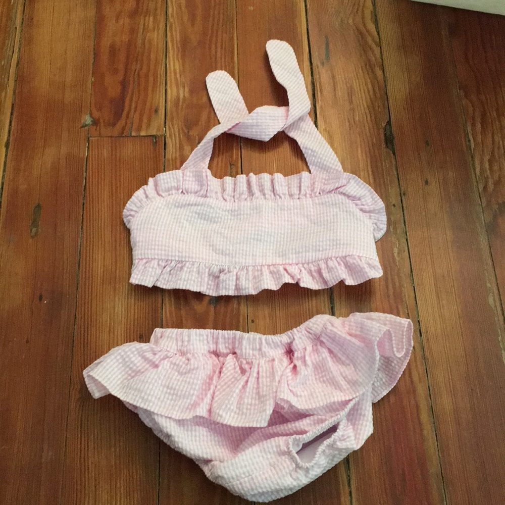 Pink and white baby bikini